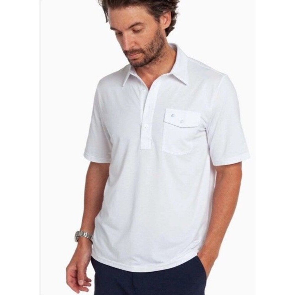 CRIQUET Men's Polo Shirt White Top Shelf Players Short Sleeves Size Small